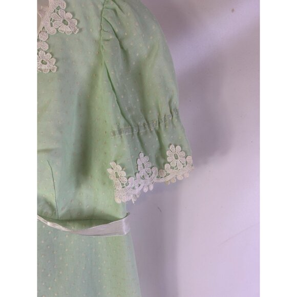 Vintage 60s Handmade Lace Trim Tiered Flounce Maxi Dress Cottagecore - Picture 4 of 10